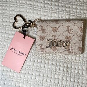 NWT Juicy Couture Cream Monogram Card Holder with crystals